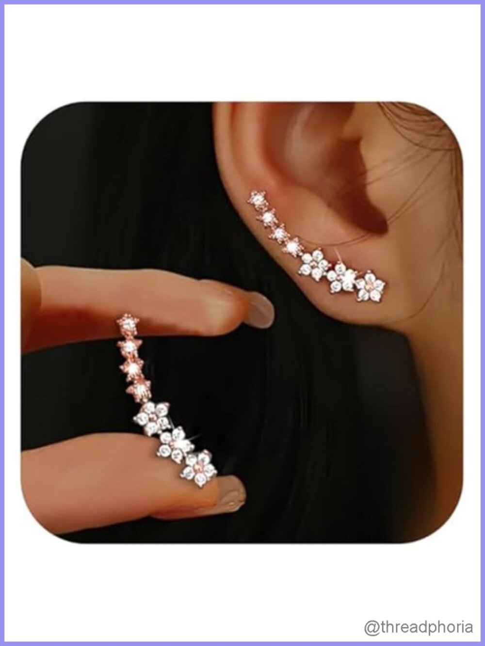 CZ Star Stud Ear Climber Crawler Earrings Dainty Shiny Jewelry Gift